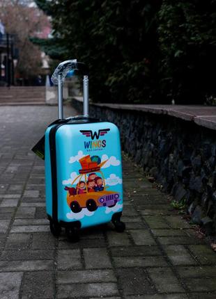 Чемодан пластиковый wings детский ручная кладь s машинка