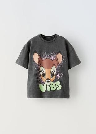 Детская вареная футболка zara disney bambi серая графитовая 86 92 98 104 110 116