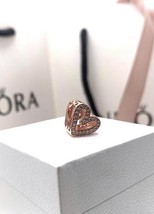 Срібний шарм пандора rose ― блискаюче серце довільної форми #788692c01 оригінал