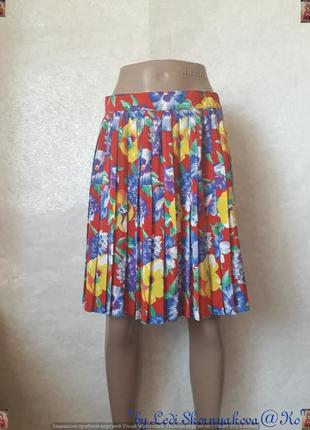 Фирменная st.michael плесированая мини юбка в яркий летний цветочный принт, размер хл