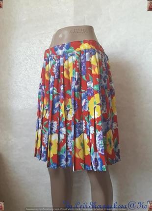 Фирменная st.michael плесированая мини юбка в яркий летний цветочный принт, размер хл4 фото