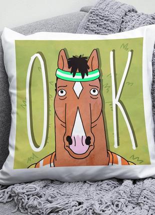 Декоративна подушка плюшева подарунок з принтом кінь боджек bojack horseman