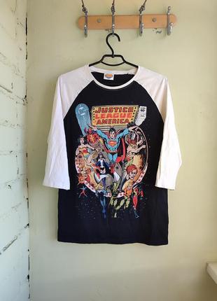 Оригинальный хлопковый лонгслив реглан от бренда justice league officially licensed унисекс