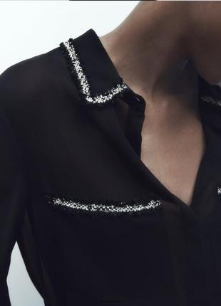 Блуза zara новая коллекция,комбинированная фактурная рубашка3 фото