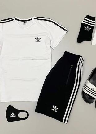 Чоловічий літній костюм adidas білий2 фото