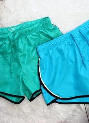 Крутые яркие эффектные спортивные бирюзовые и голубые шорты с, 44