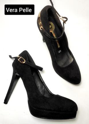 Туфли женские черные замша на высоком каблуке от бренда vera pelle 37