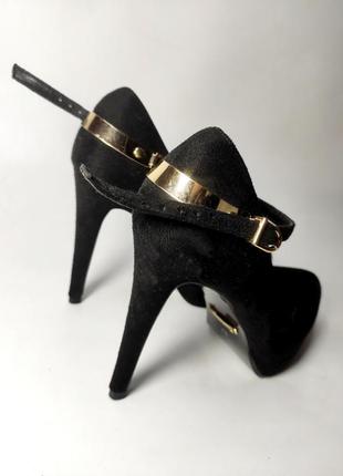 Туфли женские черные замша на высоком каблуке от бренда vera pelle 373 фото