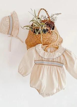 Бавовняне боді на дівчинку 12-24 міс. боді для малюків, костюм боді та шапочка