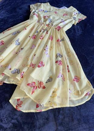 Яркое летнее платье шифоновая бабочки с подкладкой легонько платье пышное4 фото