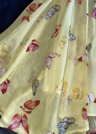 Яркое летнее платье шифоновая бабочки с подкладкой легонько платье пышное3 фото