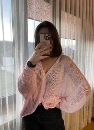 Вязаная блуза/кофта нежного розового цвета, производитель италия размер one size