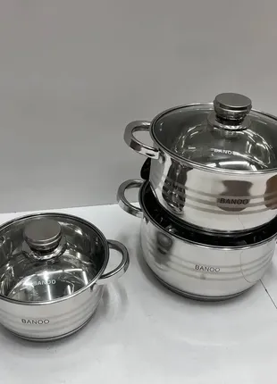 Набор посуды на 6 предметов banoo bn 5002 из нержавеющей стали6 фото