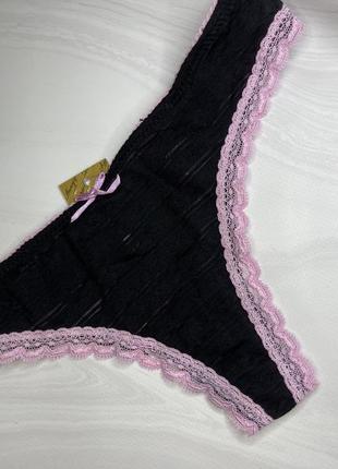Трусики стринг женские черно-розовые annajolly размер s1 фото