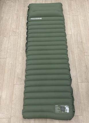 Матрас каримат туристический утолщенный со встроенным насосом и подушкой pacoone 195x70x10см  зеленый