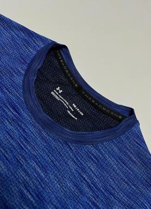 Under armour threadborne heatgear fitted s-m синяя спортивная футболка3 фото
