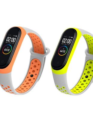 Комплект ремешков nike style newdesign для фитнес-браслета xiaomi mi band 3/4 duo gray,yellow (mrk2557)