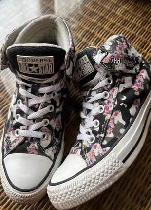 Кеды converse all star оригинальные высокие хаки камуфляжные с цветками2 фото