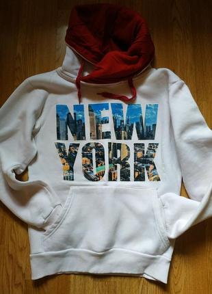 Худи с принтом утепленное.хлопок.