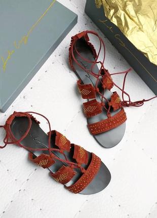 Lola cruz оригінал замшеві сандалі з камінням на шнурівці