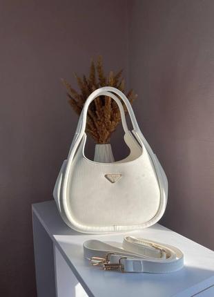 Жіноча сумка mini прада маленька біла сумка на плече красива легка сумка з еко-шкіри