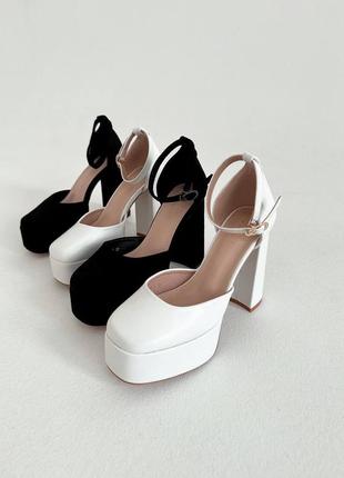 Туфли женские на платформе на каблуках с ремешком3 фото
