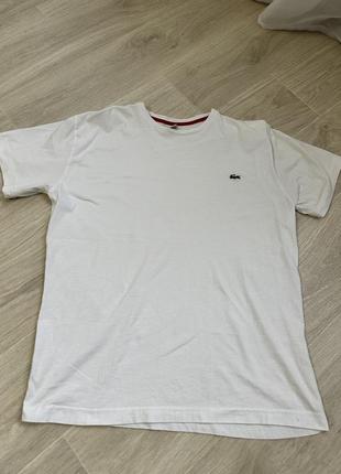 Женская брендовая футболка оригинал lacoste белая размер м л1 фото