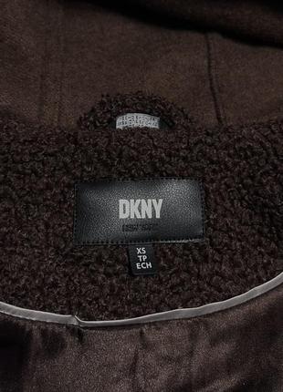 Dkny donna karan xs-s букле пальто с капюшоном коричневое тедди4 фото