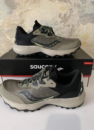 Чоловічі кросівки для бігу trail трейлові saucony aura tr 44 (10us) 28 см coffee/black