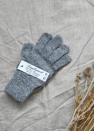 Женские шерстяные серые плюшевые / тедди перчатки lambswool имталия