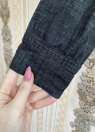 Стильная укороченная джинсовка, темно-серый джинсовый пиджак, жакет3 фото