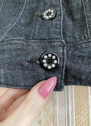 Стильная укороченная джинсовка, темно-серый джинсовый пиджак, жакет4 фото