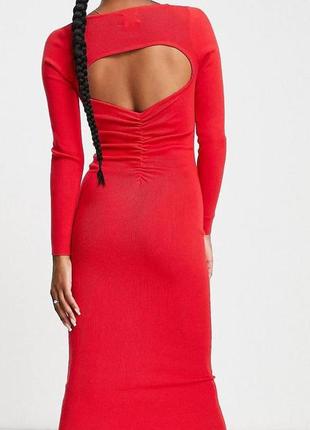 Длинное трикотажное красное платье asos petite