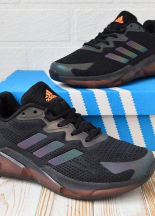 Adidas чоловічі кросівки кеди чорні з перламутром весняні осінні демісезонні демісезон відмінна якість низькі сітка легкі