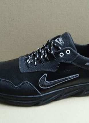 Мужские черные удобные кроссовки демисезон большого размера 46-47-48-49, кожаные,натуральная кожа5 фото