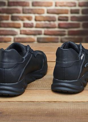 Мужские черные удобные кроссовки демисезон большого размера 46-47-48-49, кожаные,натуральная кожа4 фото