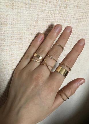Набор кольц колец кольцо бижутерия комплект золото золотое винтажное винтаж с камнями камнем на фаланги3 фото