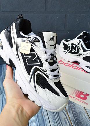Распродажа! new balance 530 кроссовки женские белые с черным кожаные сетка топ качество лицензия низкие весенние осенние демисезонные демисезонные
