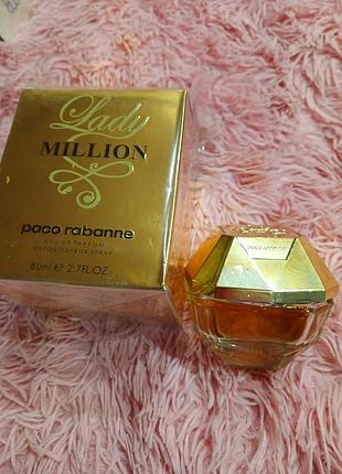 Женские духи paco rabanne lady million 80 мл, упаковано леди миллион