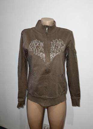 Вінтажна кофта вишивка стрази на молнії спортивна із 00вих