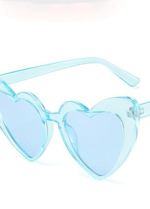 Солнцезащитные очки прозрачные сердечки love голубые