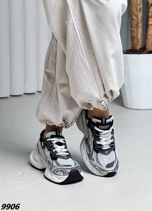 Кроссовки материал эко кожа + обувной текстиль цвет silver