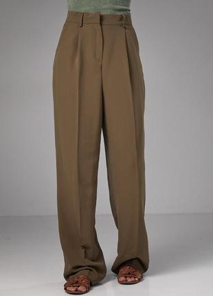 Классические брюки со стрелками прямого кроя - хаки цвет, m (есть размеры)6 фото