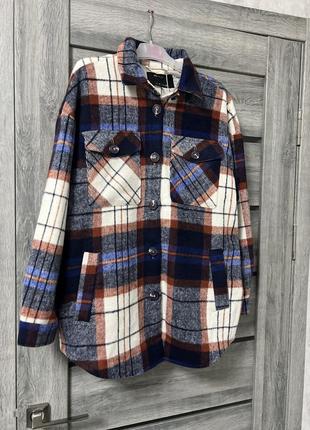 Рубашка в клетку , теплая рубашка