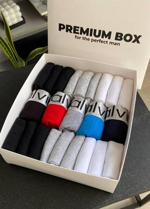 Мужской подарочный набор мужские трусы calvin klein boxer silver 5 шт + 18 пар носков