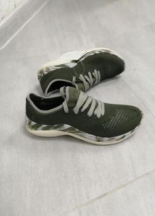 Крокс кроссівки хакі з камуфляжем crocs literide 360 marbled pacer army green\multi