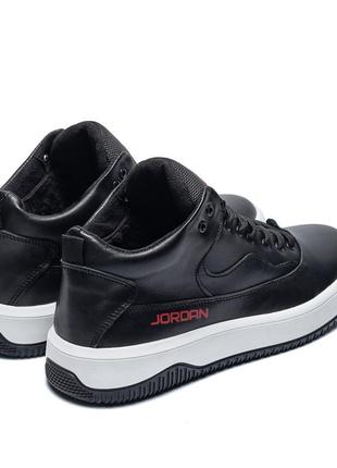 Мужские зимние кожаные кроссовки jordan black2 фото