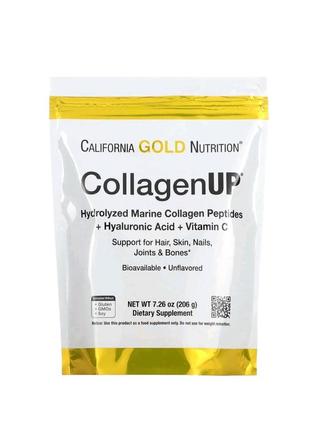 Collagenup, пептиди гідролізованого морського колагену з гіалуроновою кислотою та вітаміном c, без добавок, 206 г (7,26 фунта)