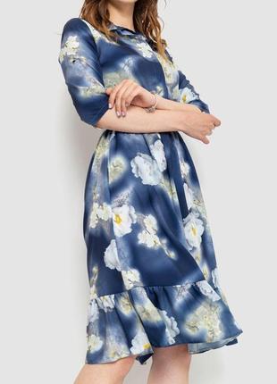 Сукня з квітковим принтом, колір синьо-сірий, 230r040-63 фото