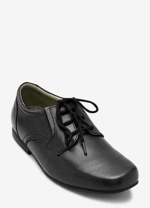 Next черные кожаные туфли некст, р 42 uk 8, стелька 28,5 см, сделаны в индии
